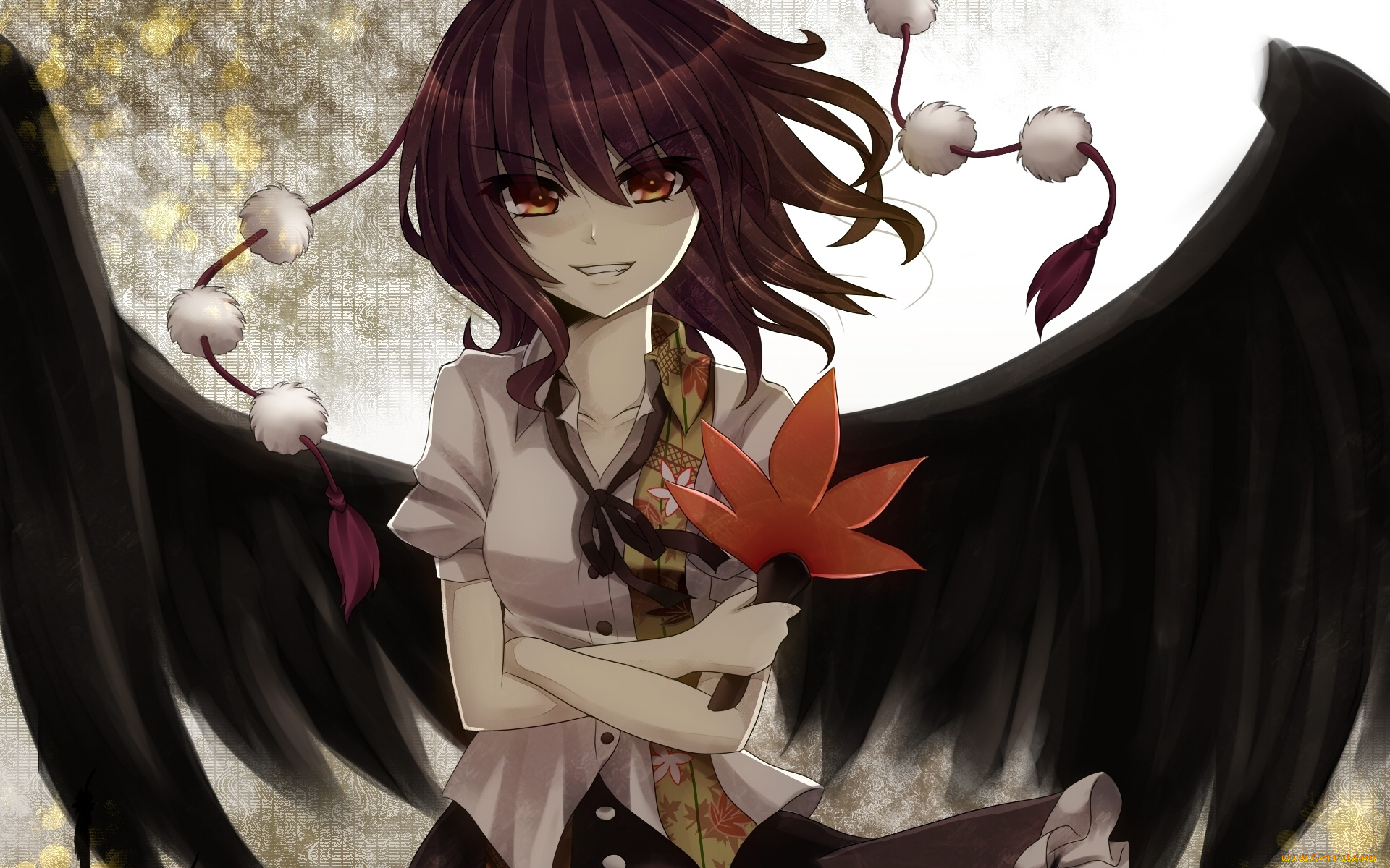 аниме, touhou, крылья, девушка, shameimaru, aya, ikeda, hazuki