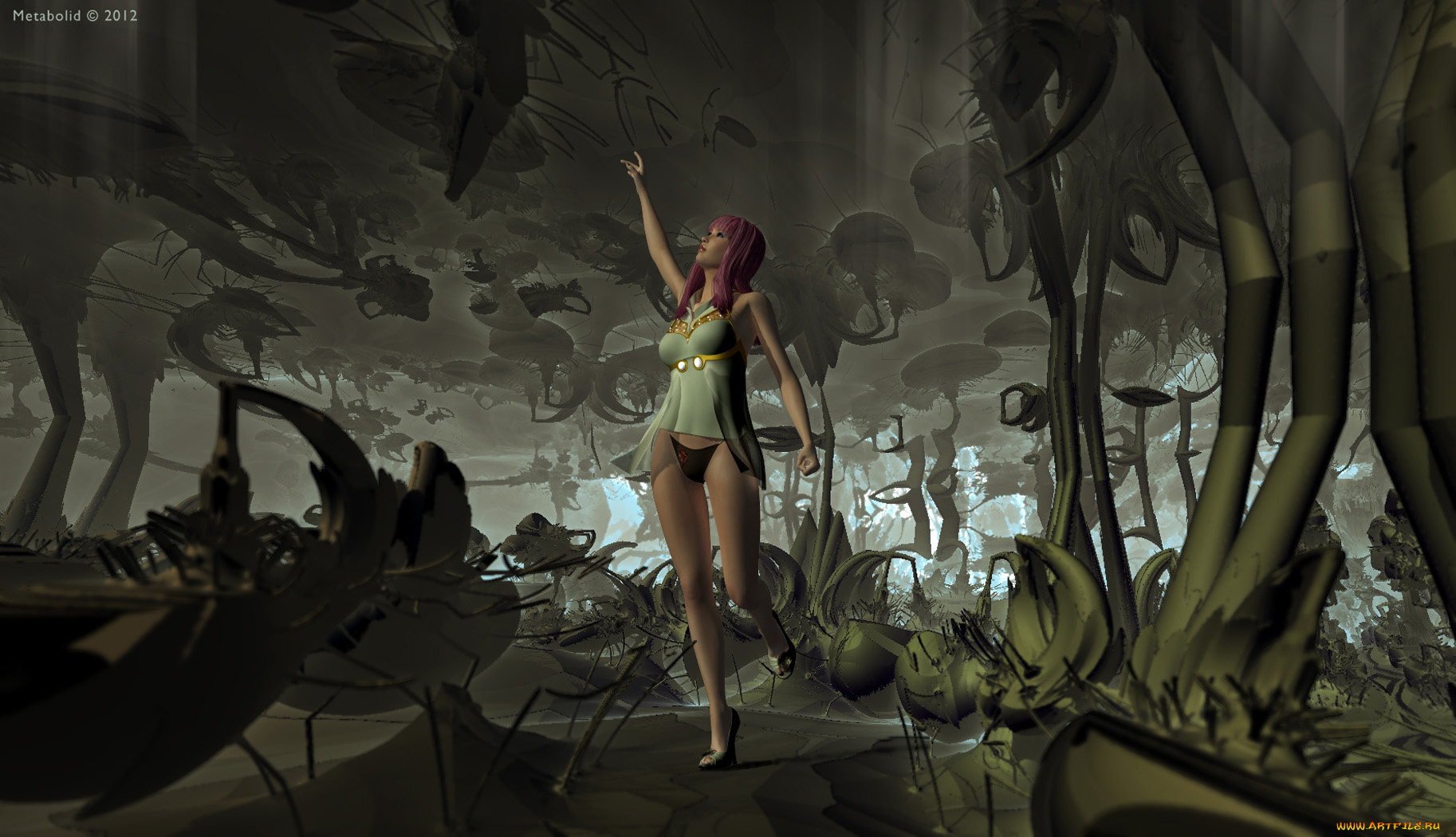 3д, графика, people, люди, деревья, девушка