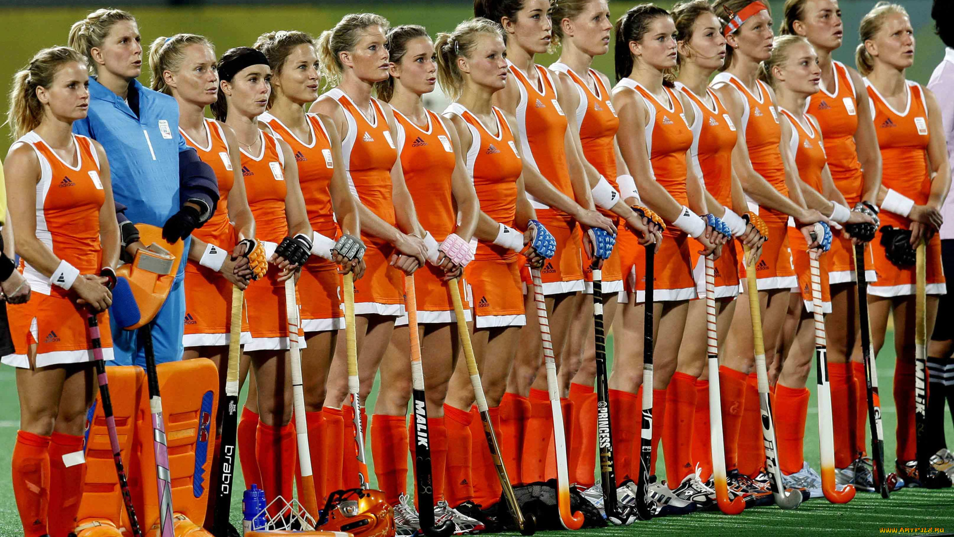 спорт, другое, хоккей, на, траве, команда, девушки, поле