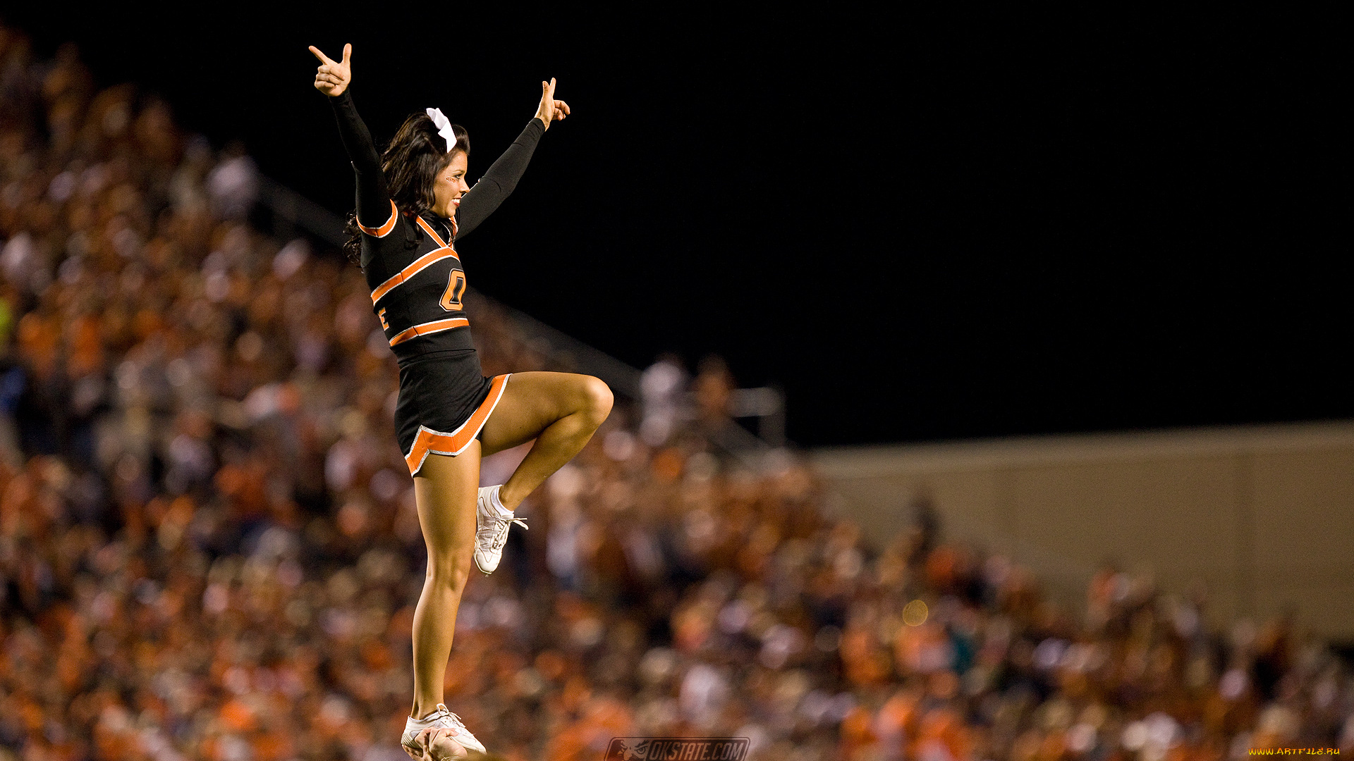 спорт, группы, поддержки, девушка, группа, стадион