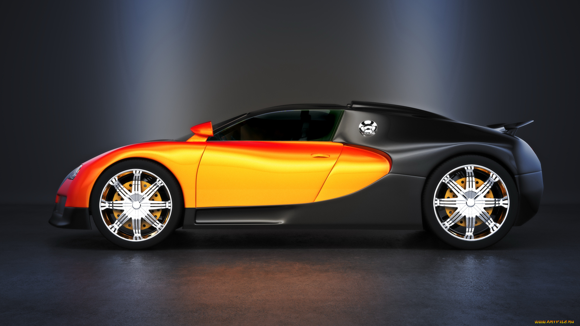 автомобили, 3д, черный, фон, бугатти