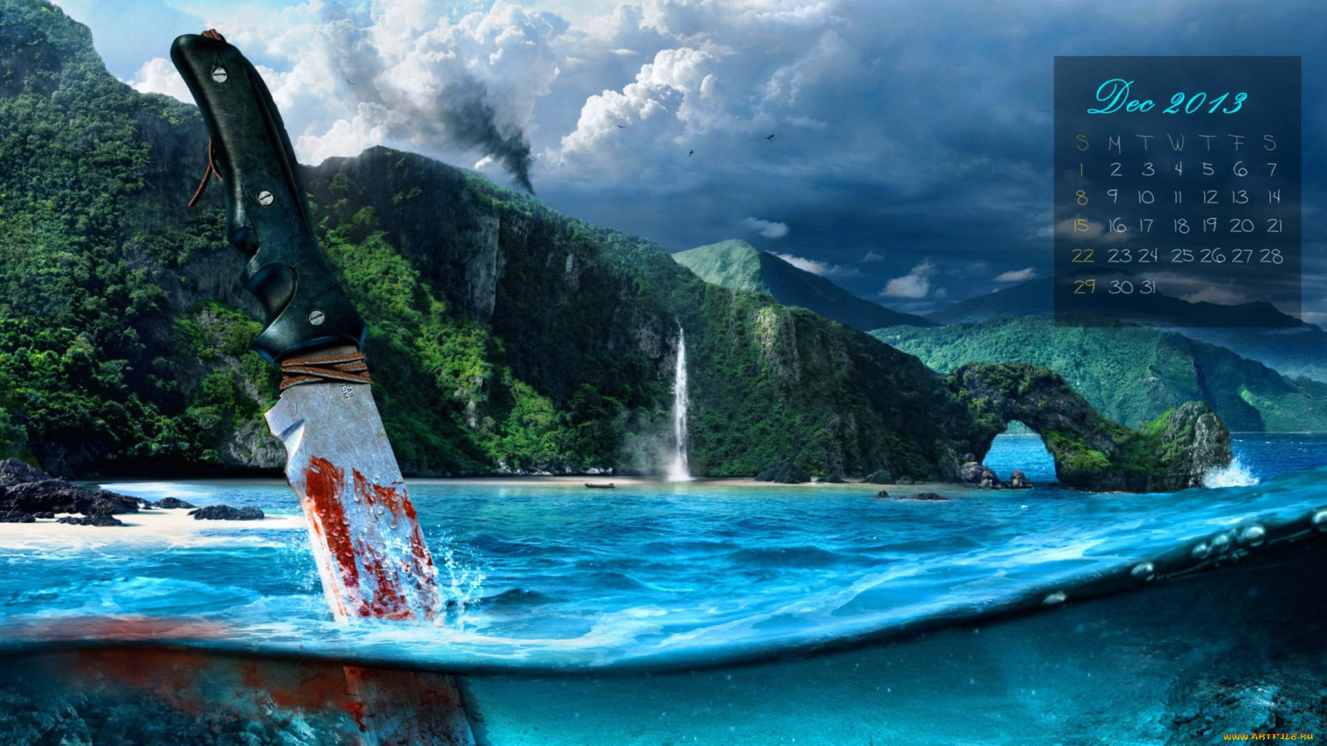 календари, видеоигры, нож, вода