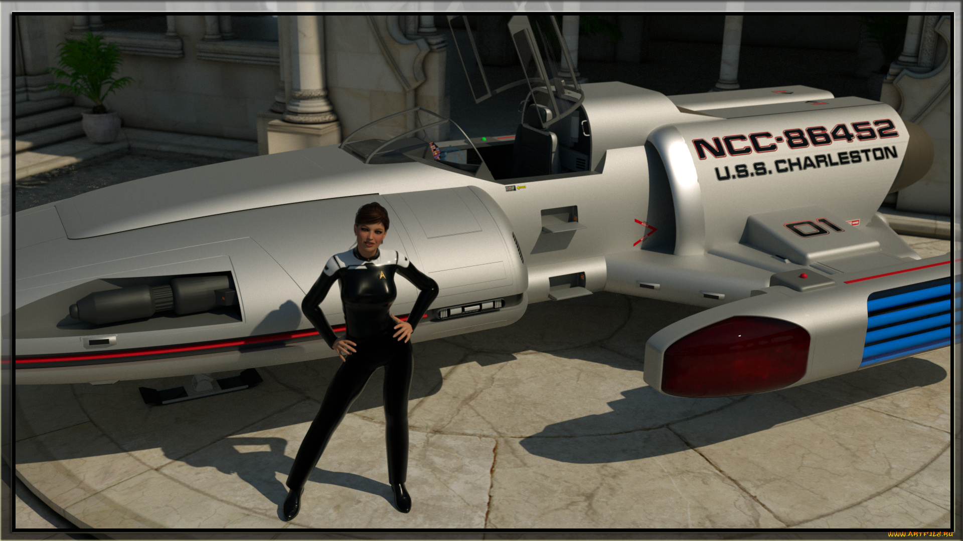 3д, графика, фантазия, , fantasy, космический, корабль, взгляд, девушка