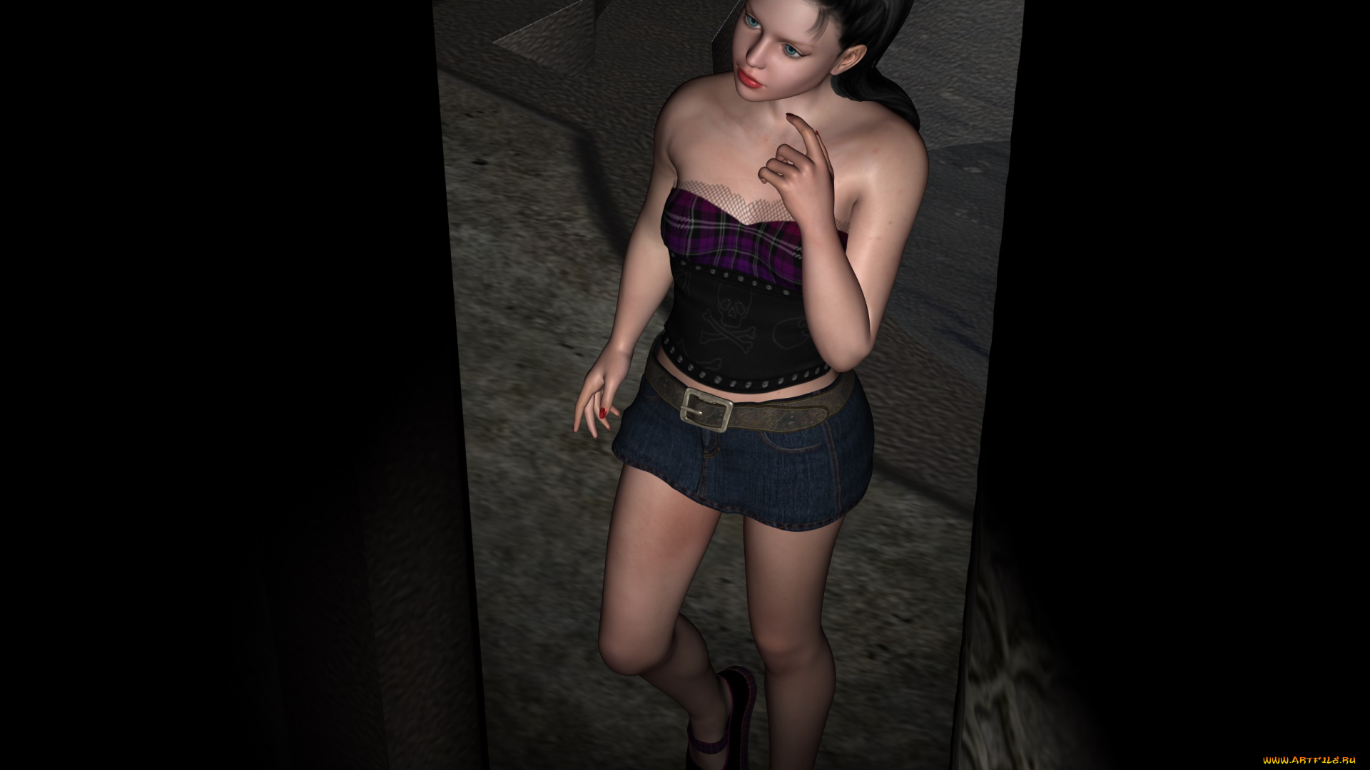 3д, графика, люди, , people, взгляд, фон, дверь, платье, девушка