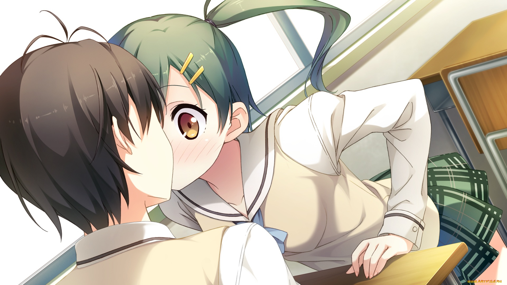 аниме, kantoku, , artbook, kantoku, девушка, парень, поцелуй, арт, diary, your