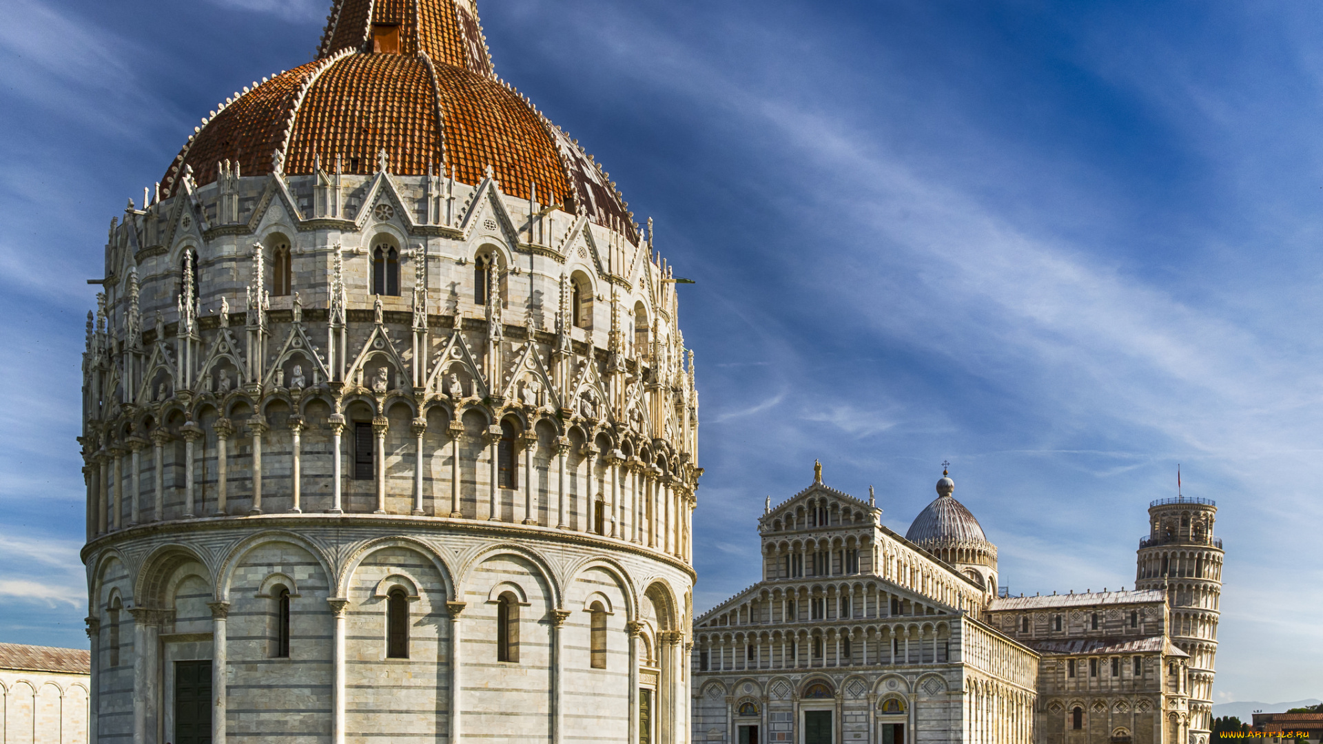 pisa, города, пиза, , италия, башня, облака, лужайка