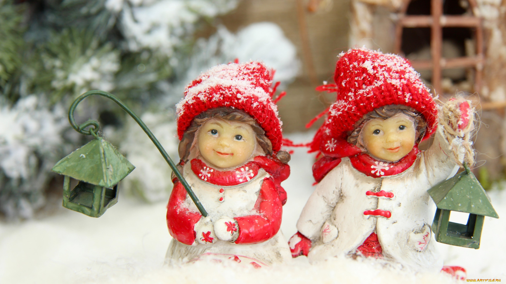 праздничные, фигурки, снег, christmas, дети, рождество, новый, год