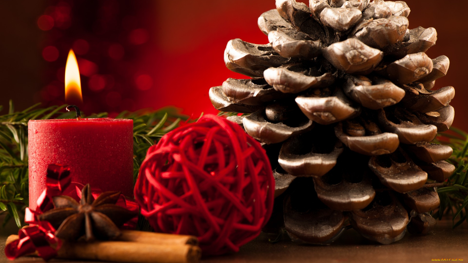 праздничные, новогодние, свечи, украшения, праздник, новый, год, рождество