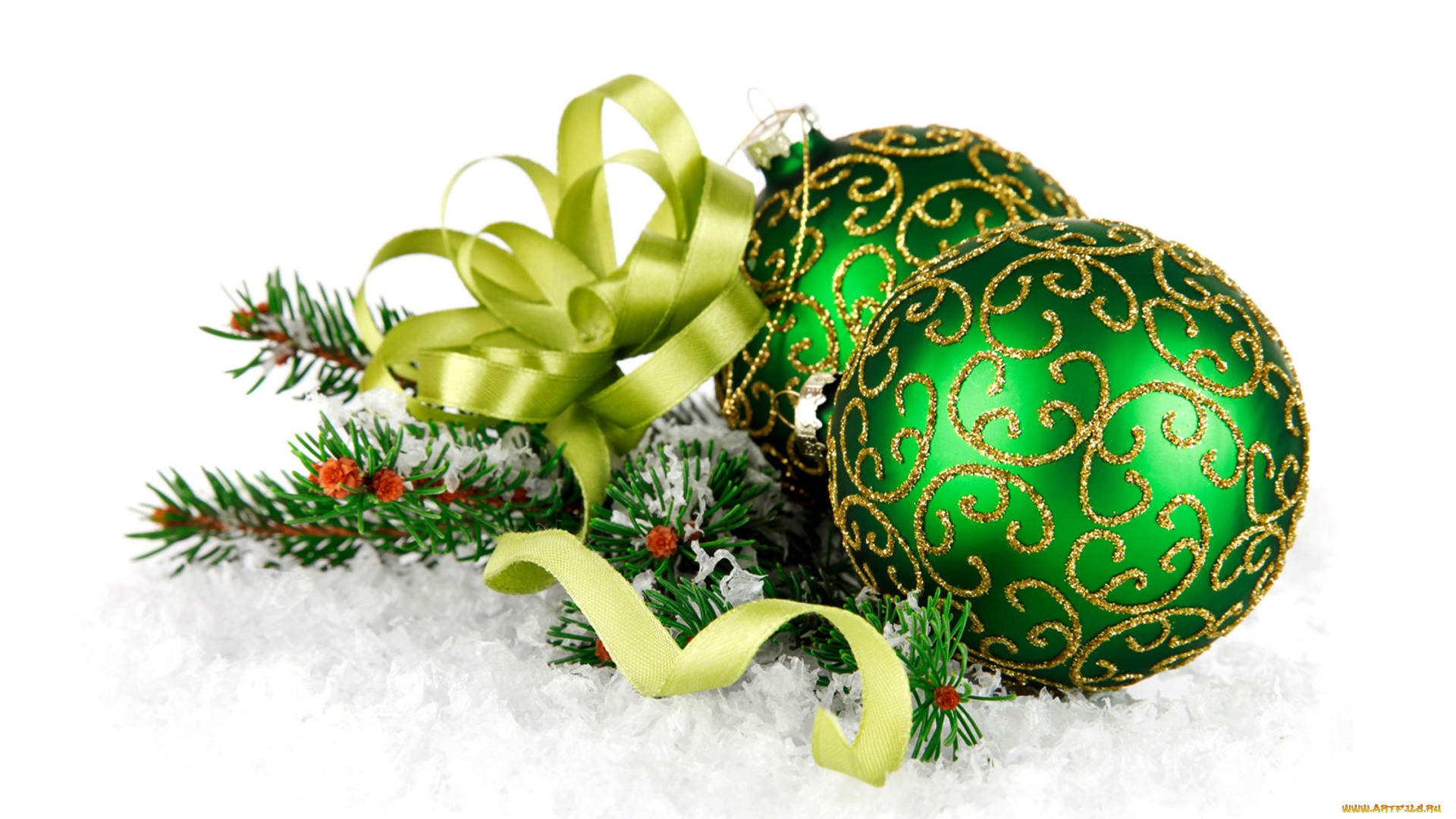 праздничные, шары, new, year, christmas, decoration, balls, snow, новый, год, украшения