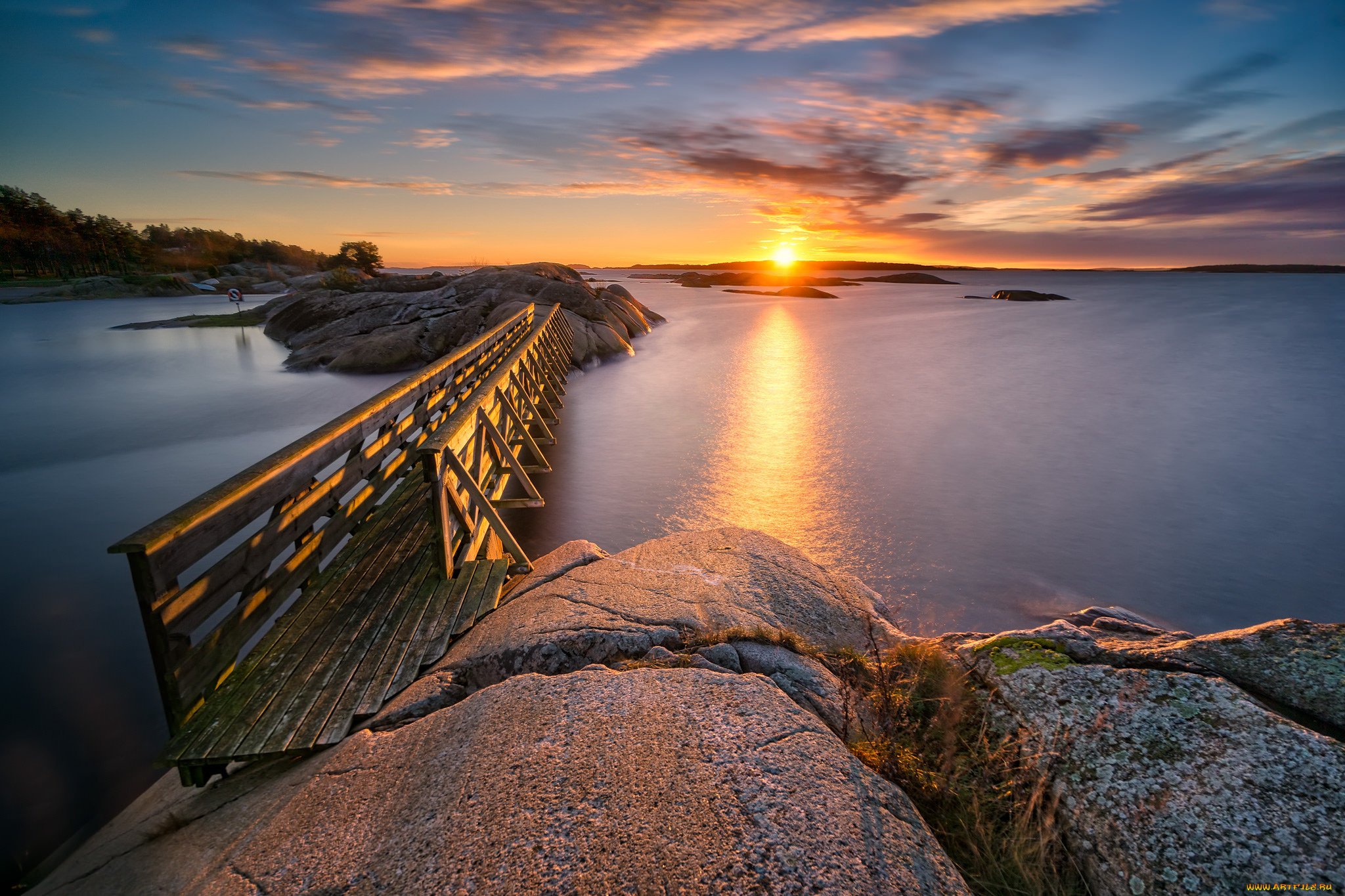 природа, восходы, закаты, океан, берег, скалы, мост, горизонт, заря