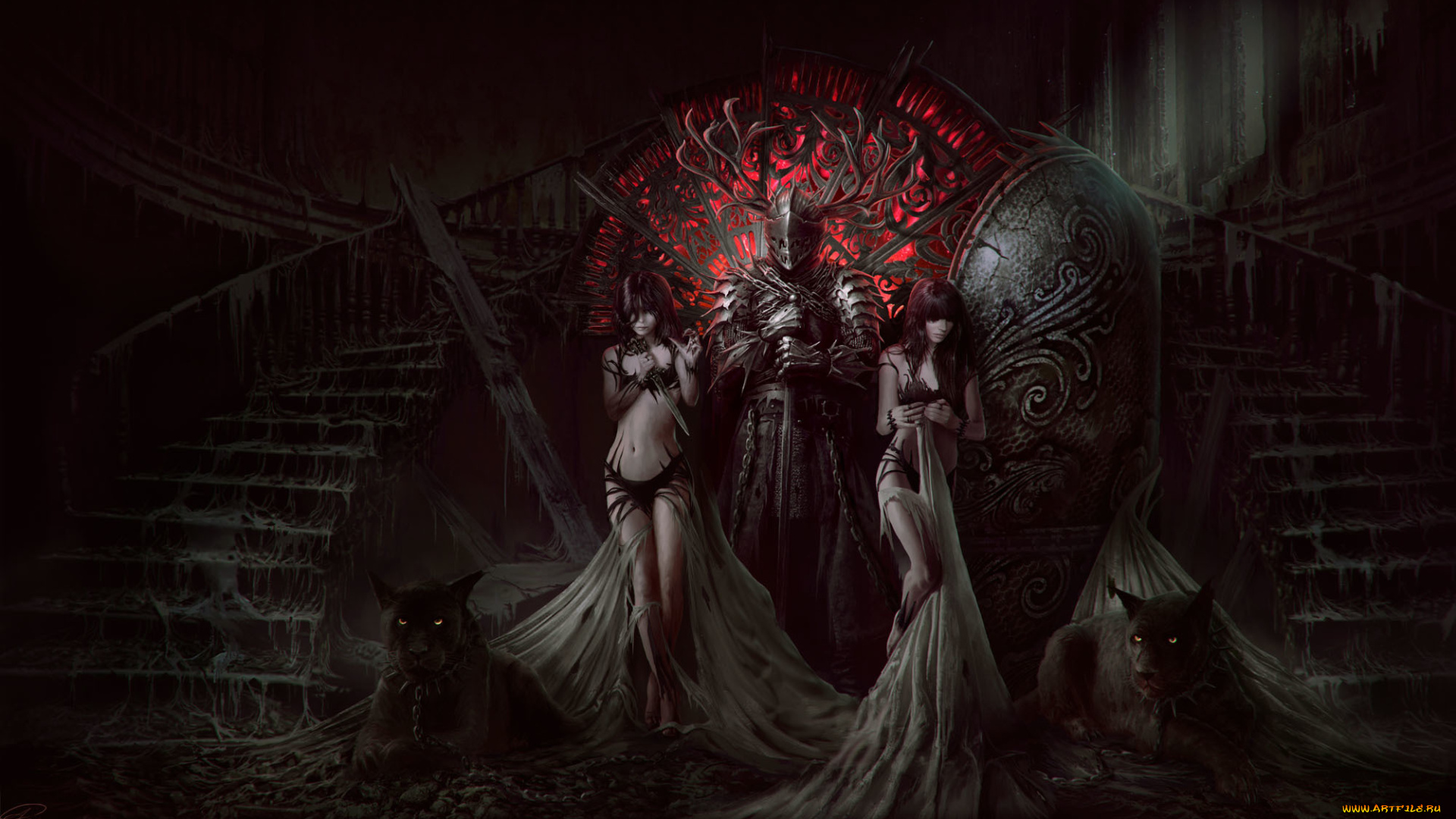 фэнтези, красавицы, и, чудовища, девушки, волки, рыцарь