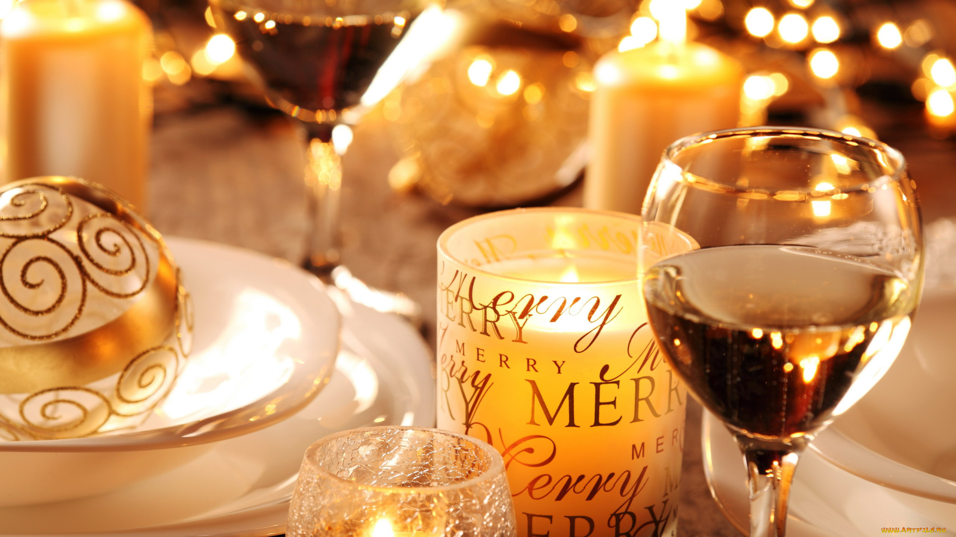 праздничные, новогодние, свечи, огоньки, подсвечники