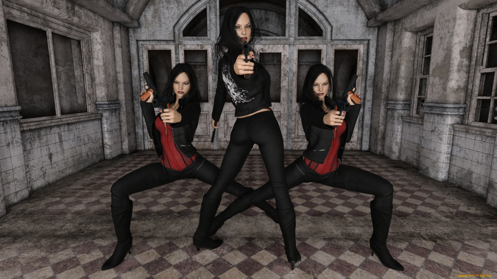 3д, графика, фантазия, , fantasy, девушки, взгляд, фон