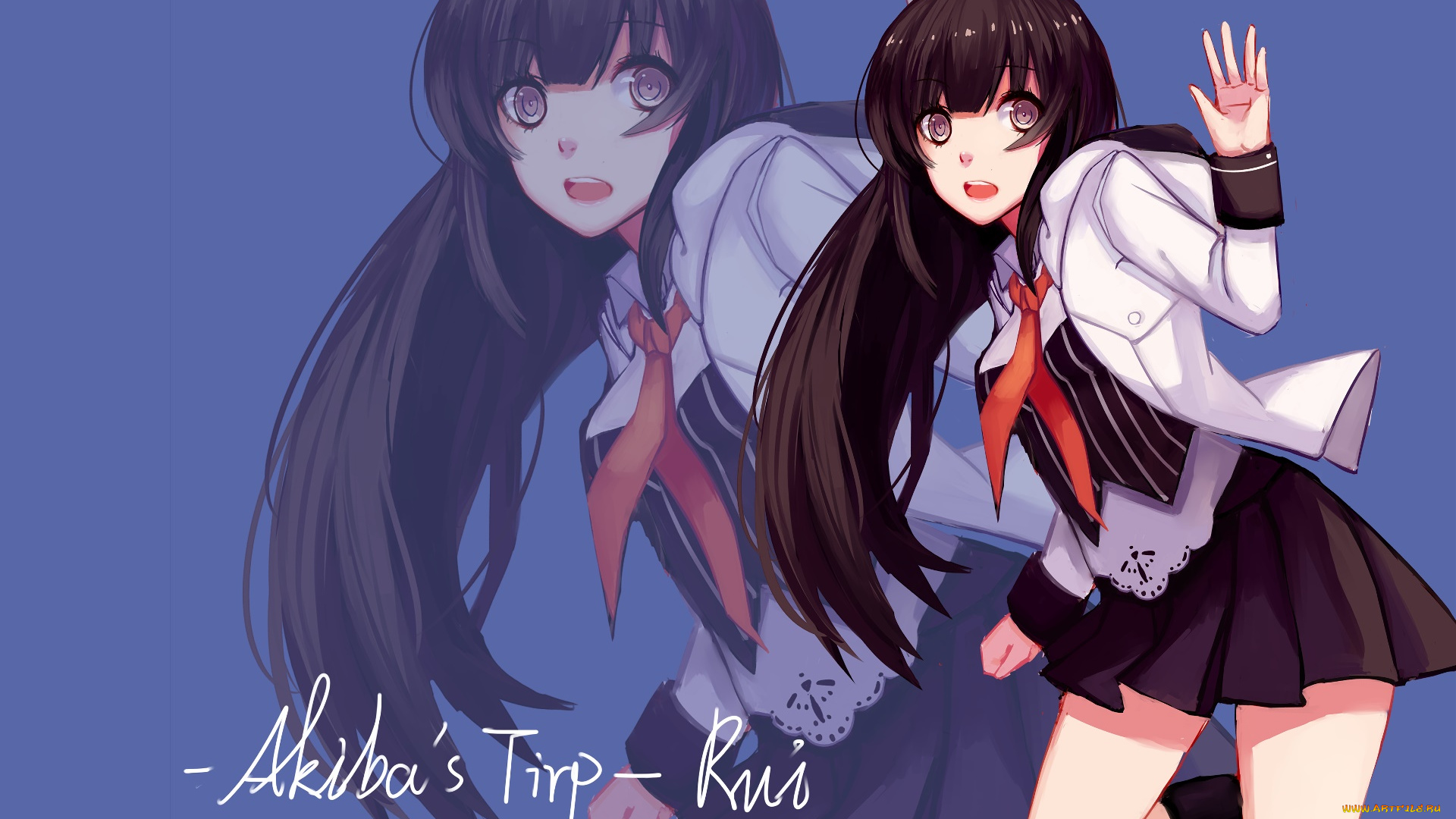 akiba`s, trip, аниме, , undead, &, undressed, девушка, взгляд, фон