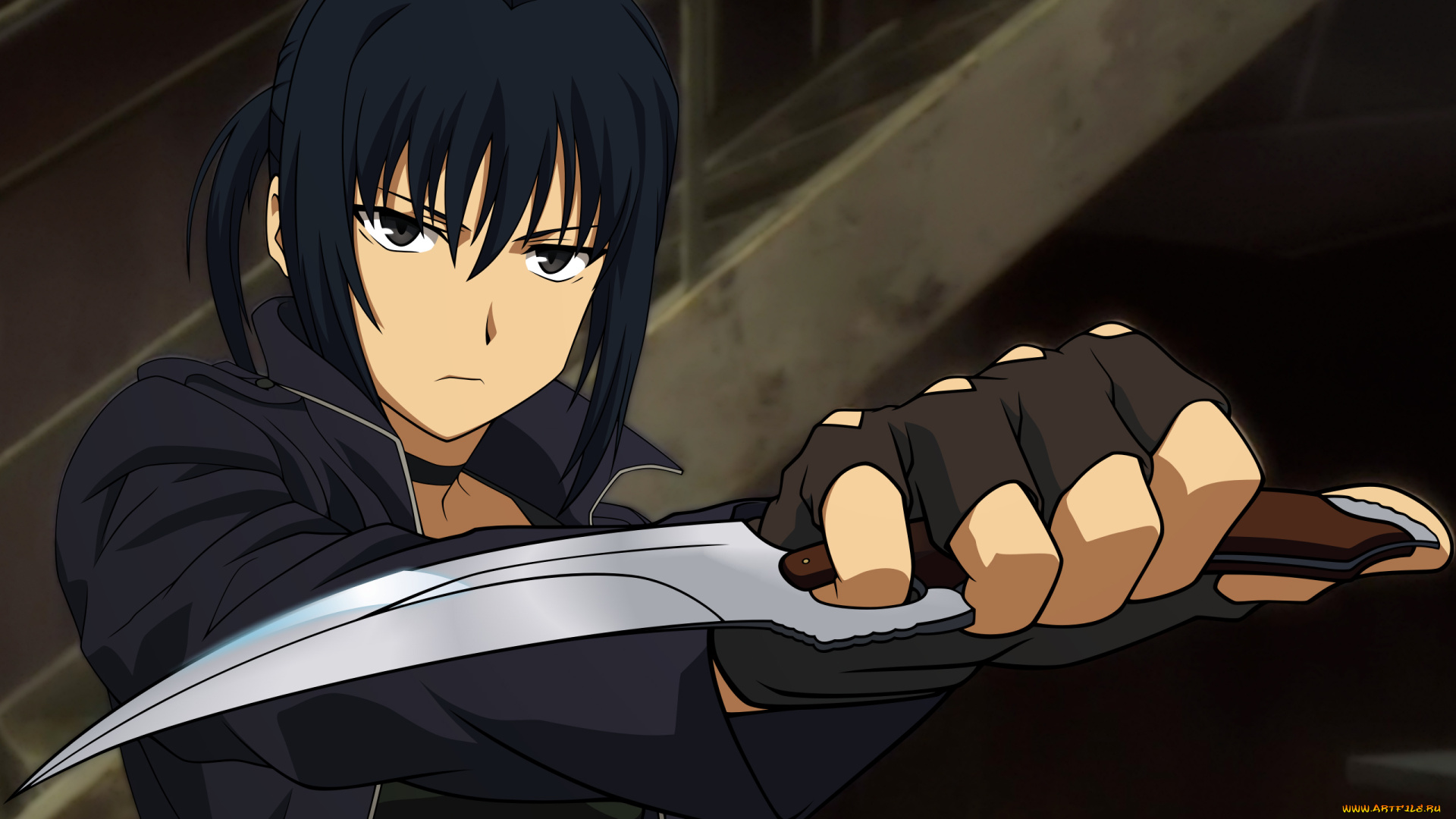 аниме, canaan, взгляд, девушка, фон