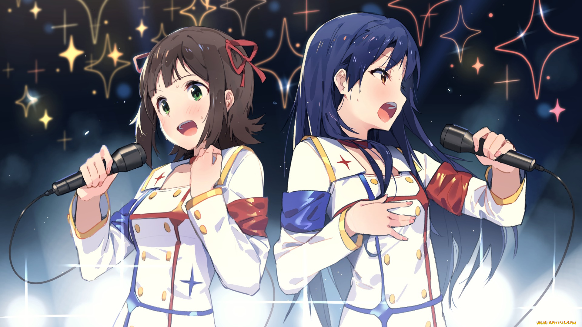 аниме, idolm@ster, девушки, фон, взгляд