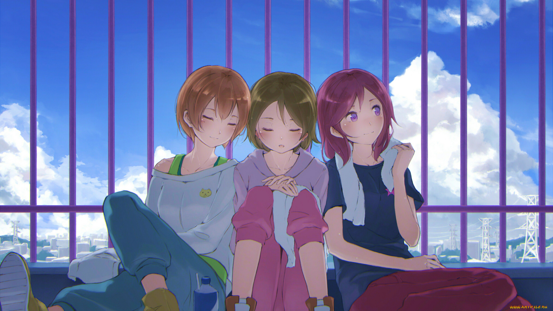 аниме, love, live, , school, idol, project, фон, взгляд, девушки