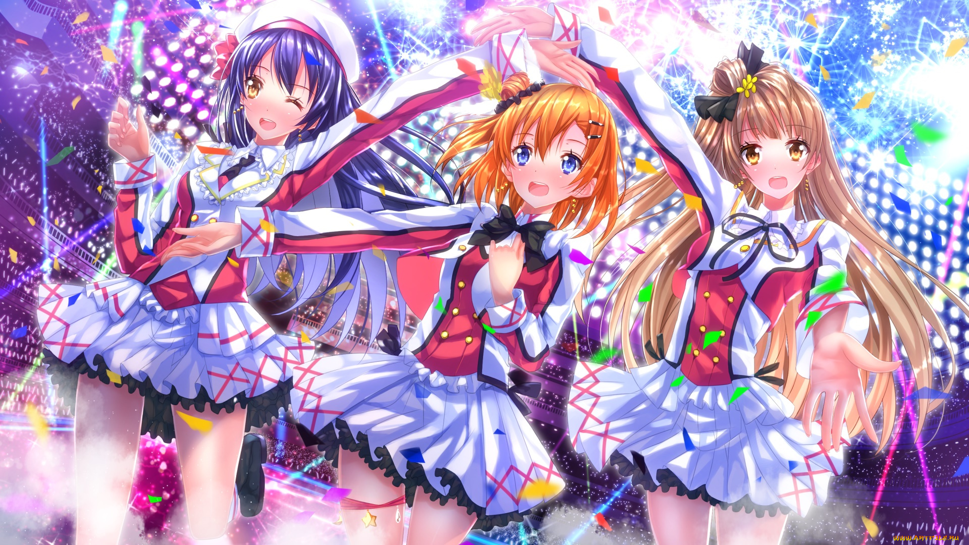 аниме, love, live, , school, idol, project, фон, взгляд, девушки