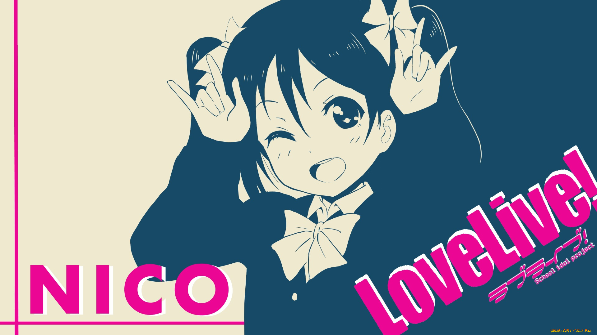 аниме, love, live, , school, idol, project, взгляд, девушка, фон