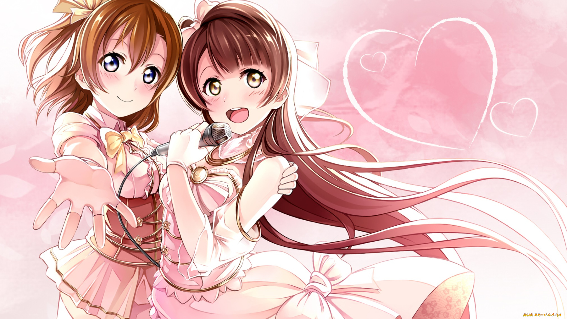 аниме, love, live, , school, idol, project, взгляд, фон, девушки