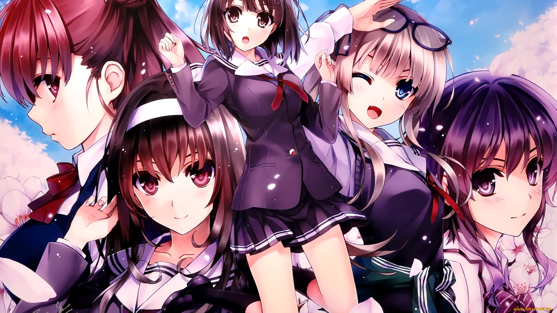 аниме, saikano, взгляд, девушки, фон