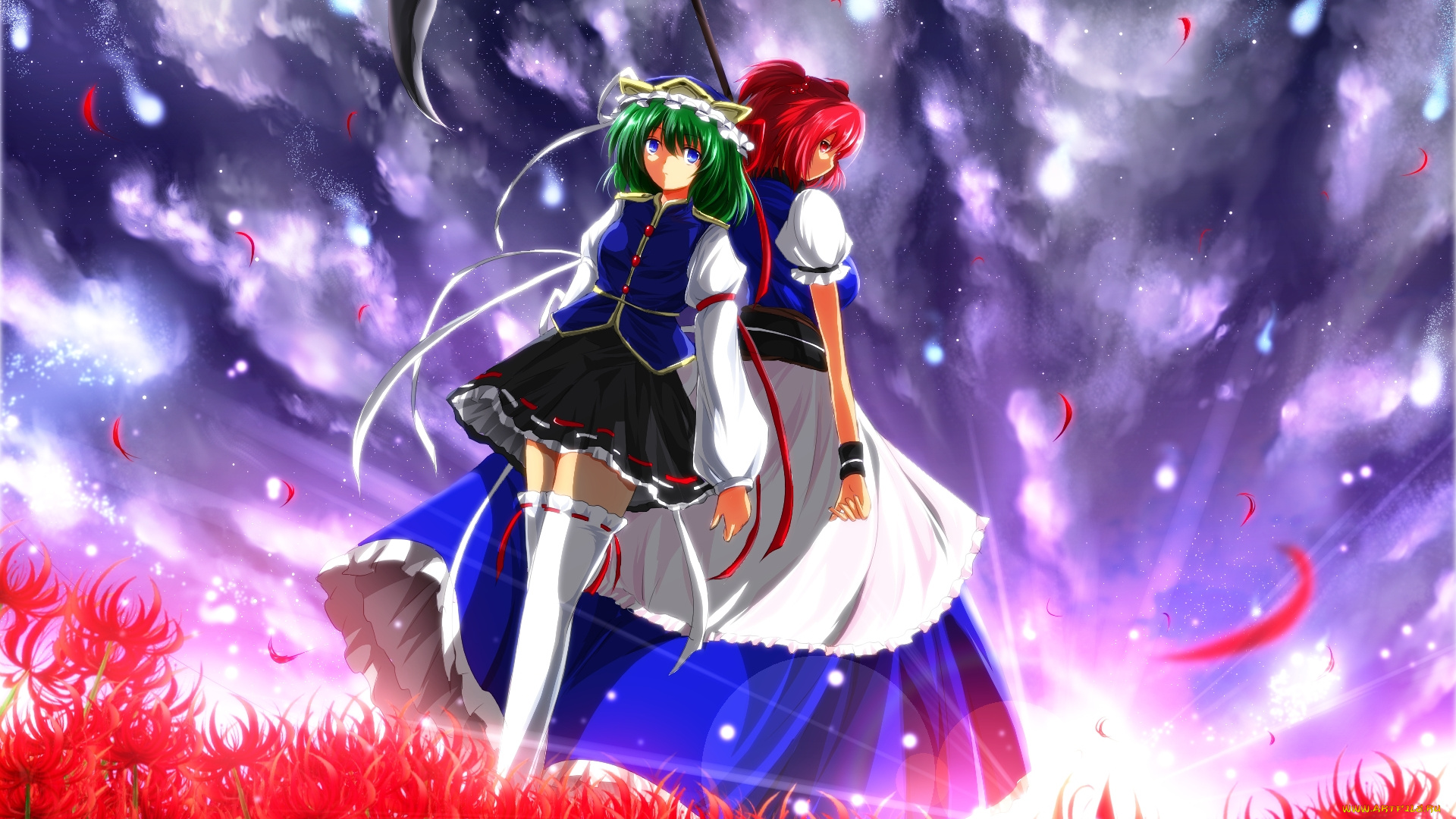 аниме, touhou, фон, девушки, взгляд