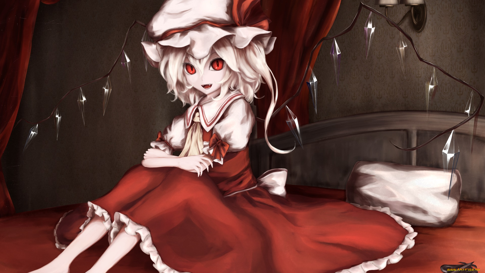 аниме, touhou, фон, взгляд, девушка