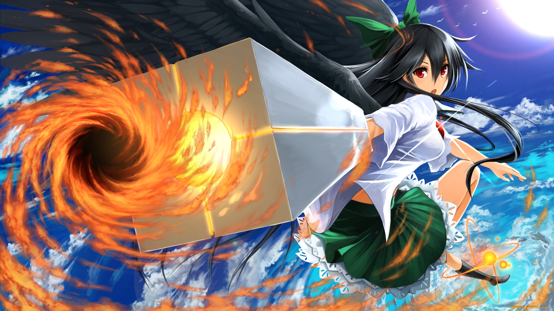 аниме, touhou, фон, взгляд, девушка