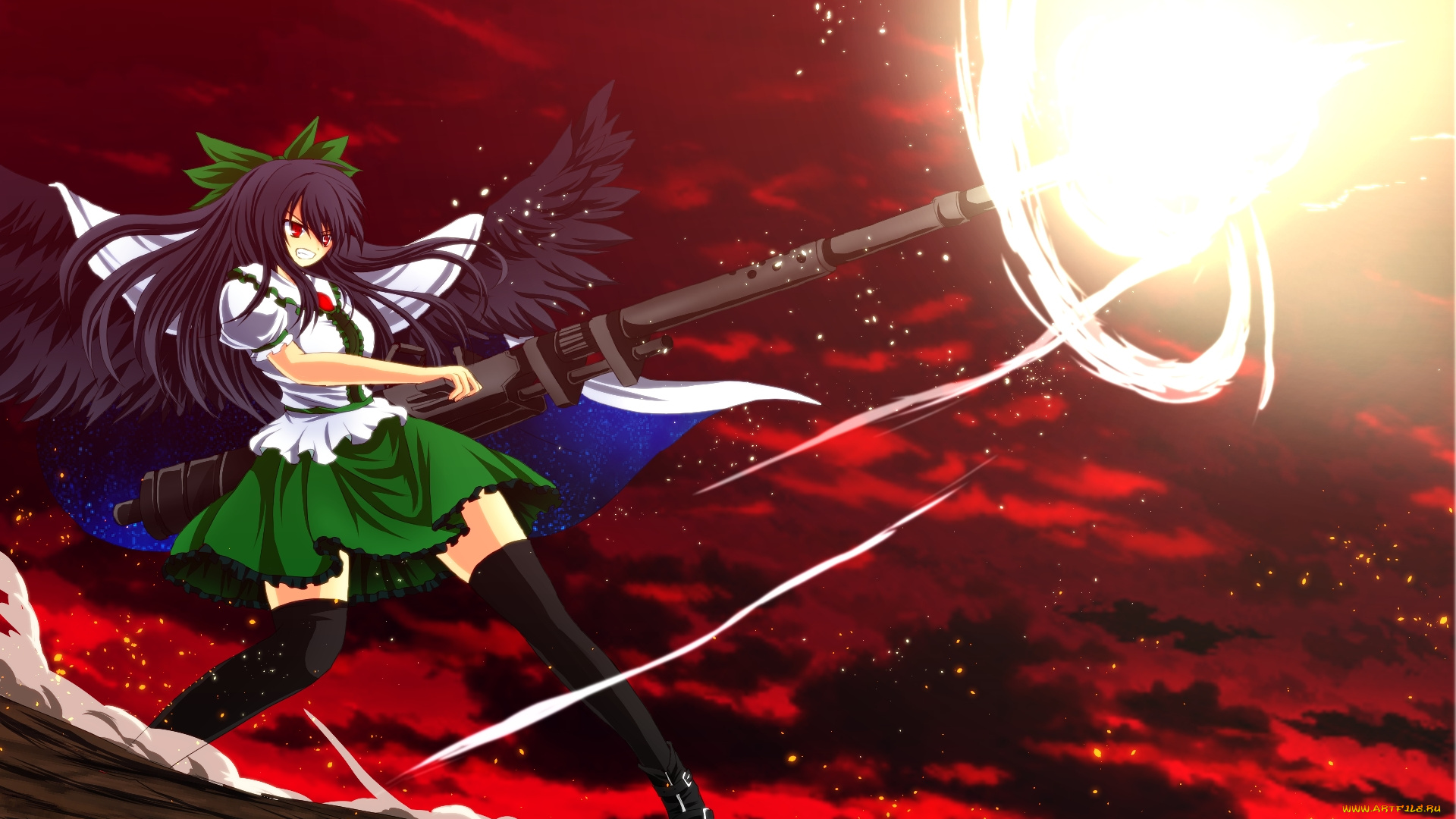 аниме, touhou, фон, взгляд, девушка