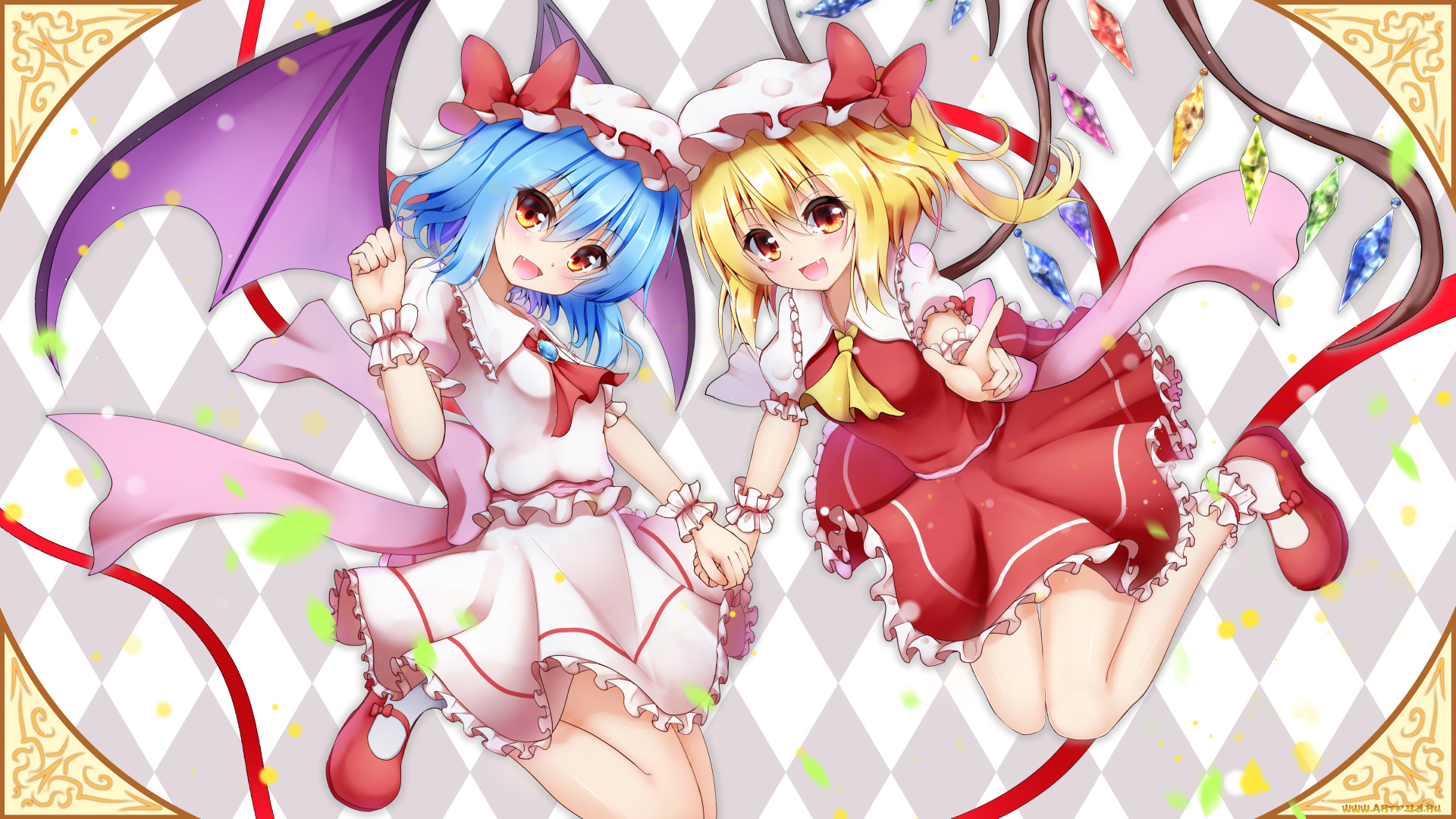 аниме, touhou, фон, взгляд, девушки