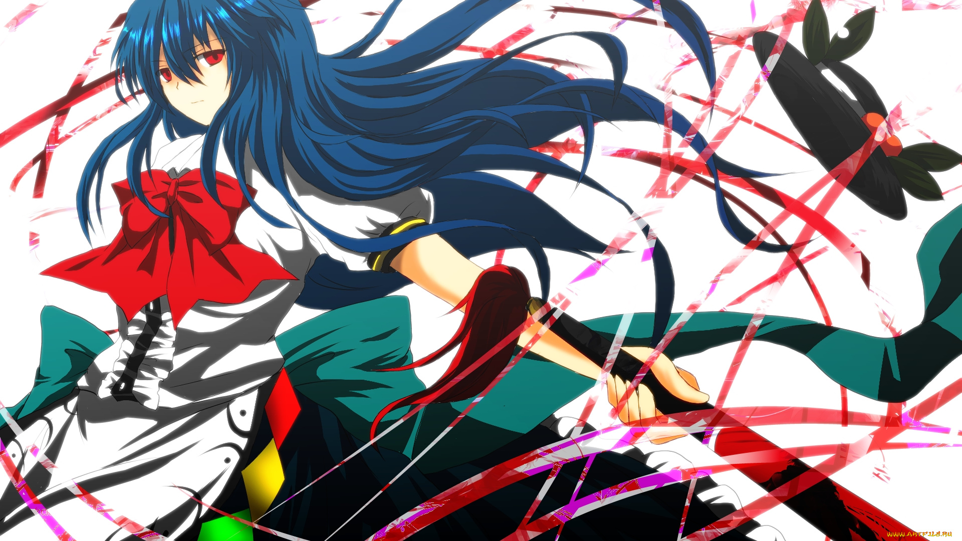 аниме, touhou, взгляд, девушка, фон