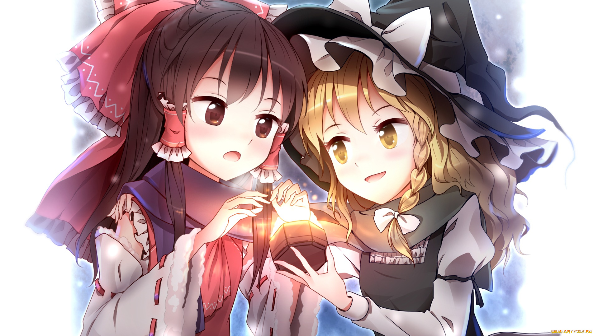 аниме, touhou, взгляд, девушки, фон