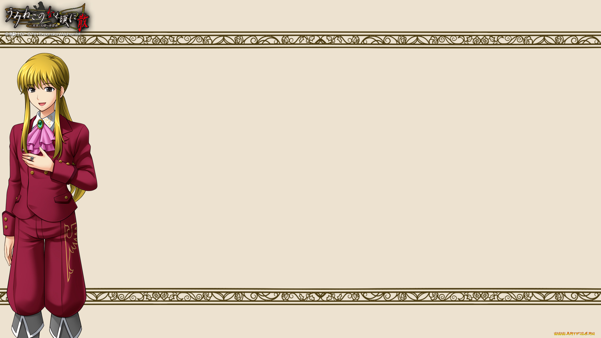 аниме, umineko, no, naku, koro, ni, фон, взгляд, девушка