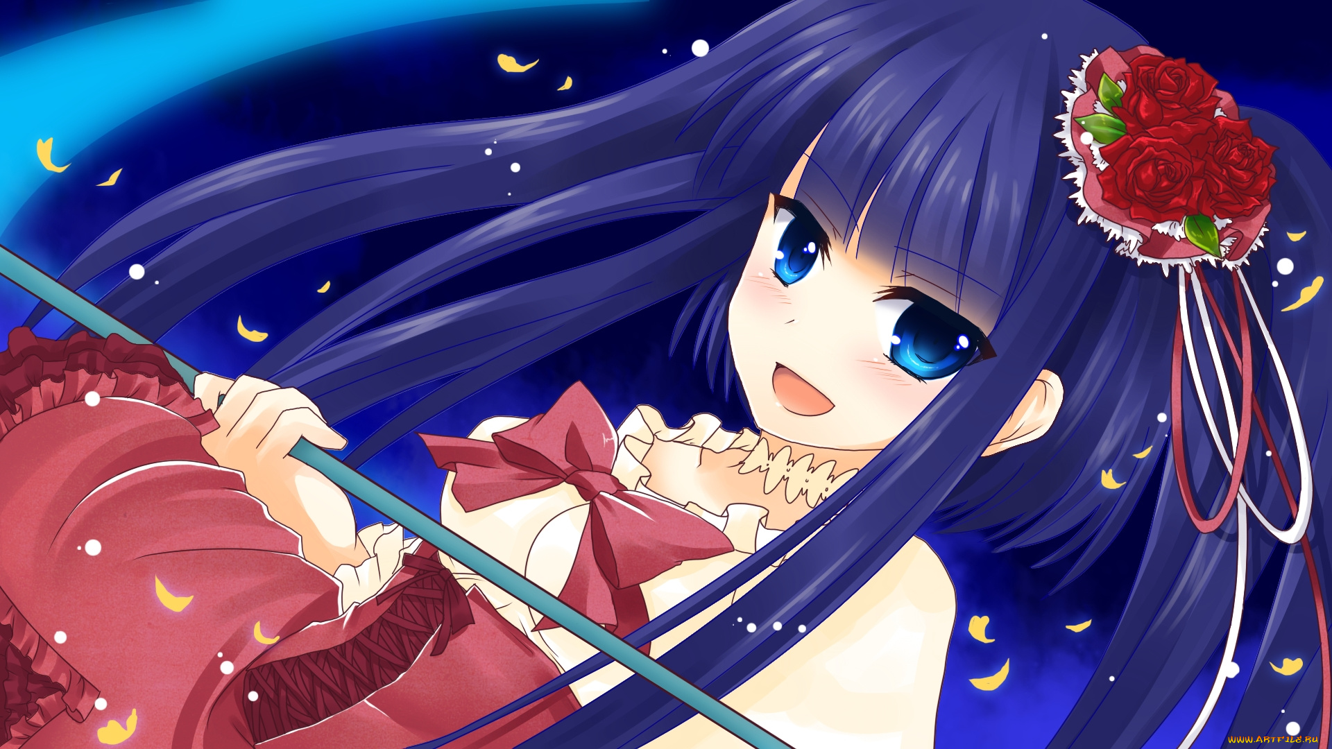 аниме, umineko, no, naku, koro, ni, фон, взгляд, девушка