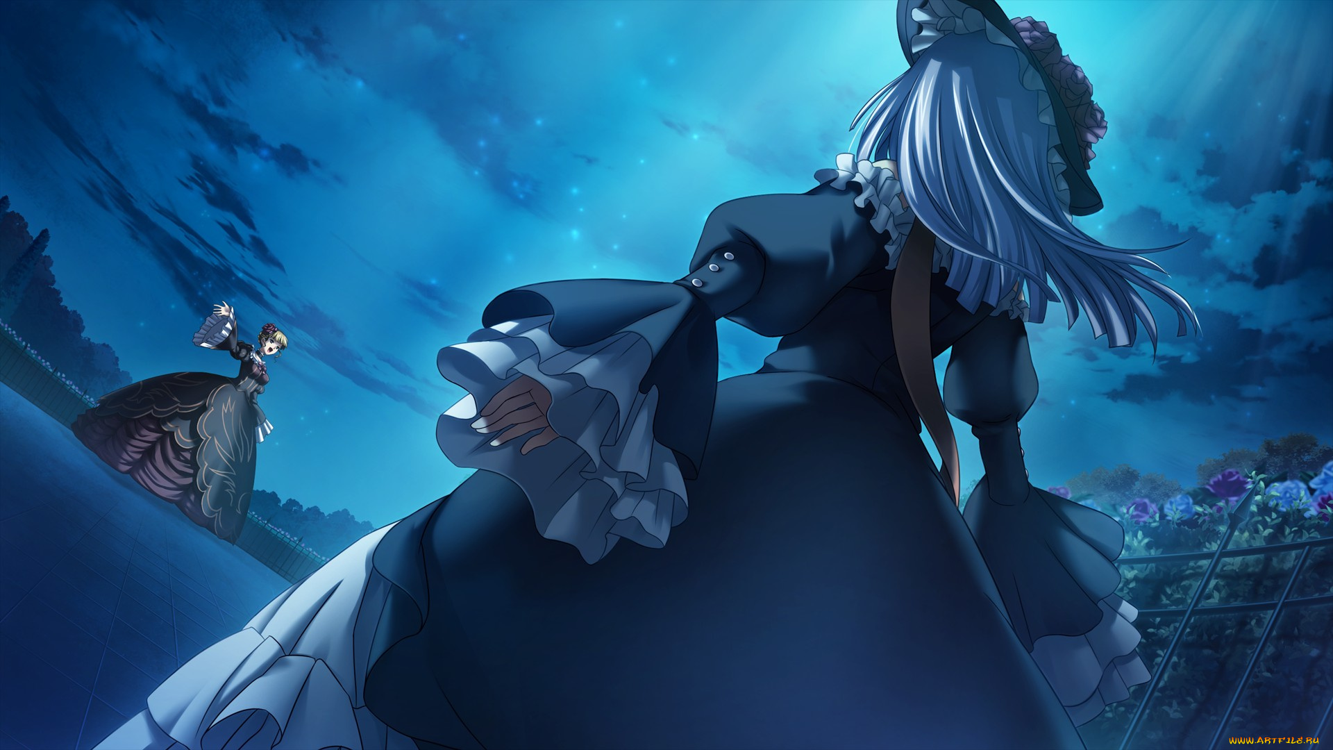 аниме, umineko, no, naku, koro, ni, фон, взгляд, девушка