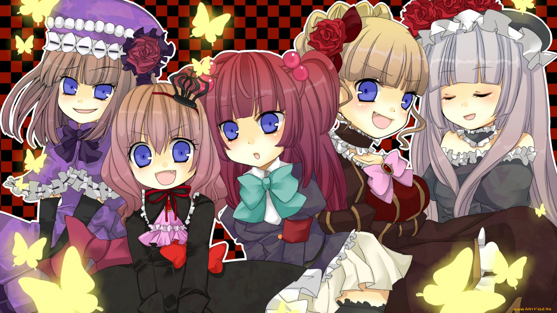 аниме, umineko, no, naku, koro, ni, взгляд, фон, девушки