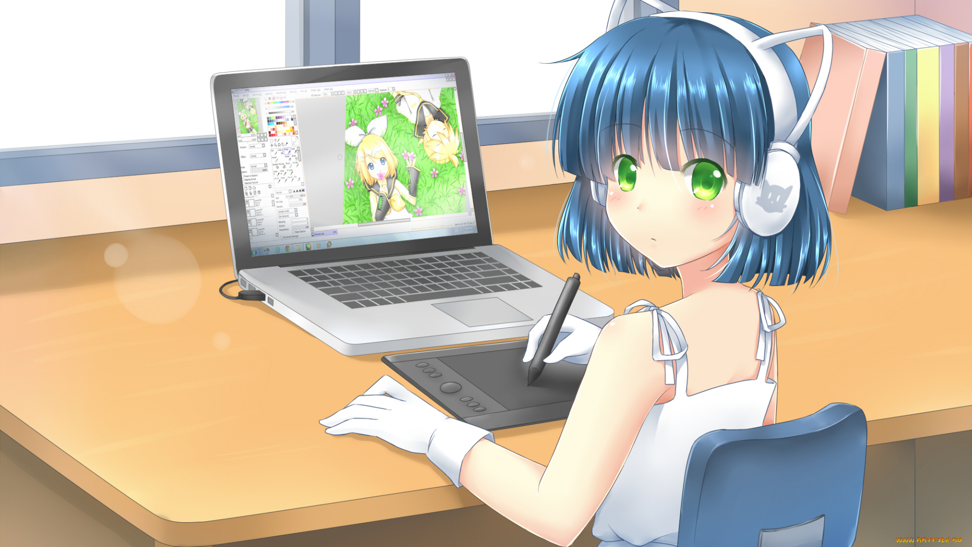 аниме, unknown, , другое, фон, взгляд, девушка