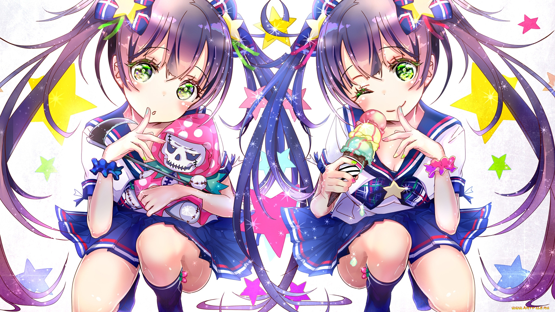 аниме, unknown, , другое, взгляд, девушки, фон