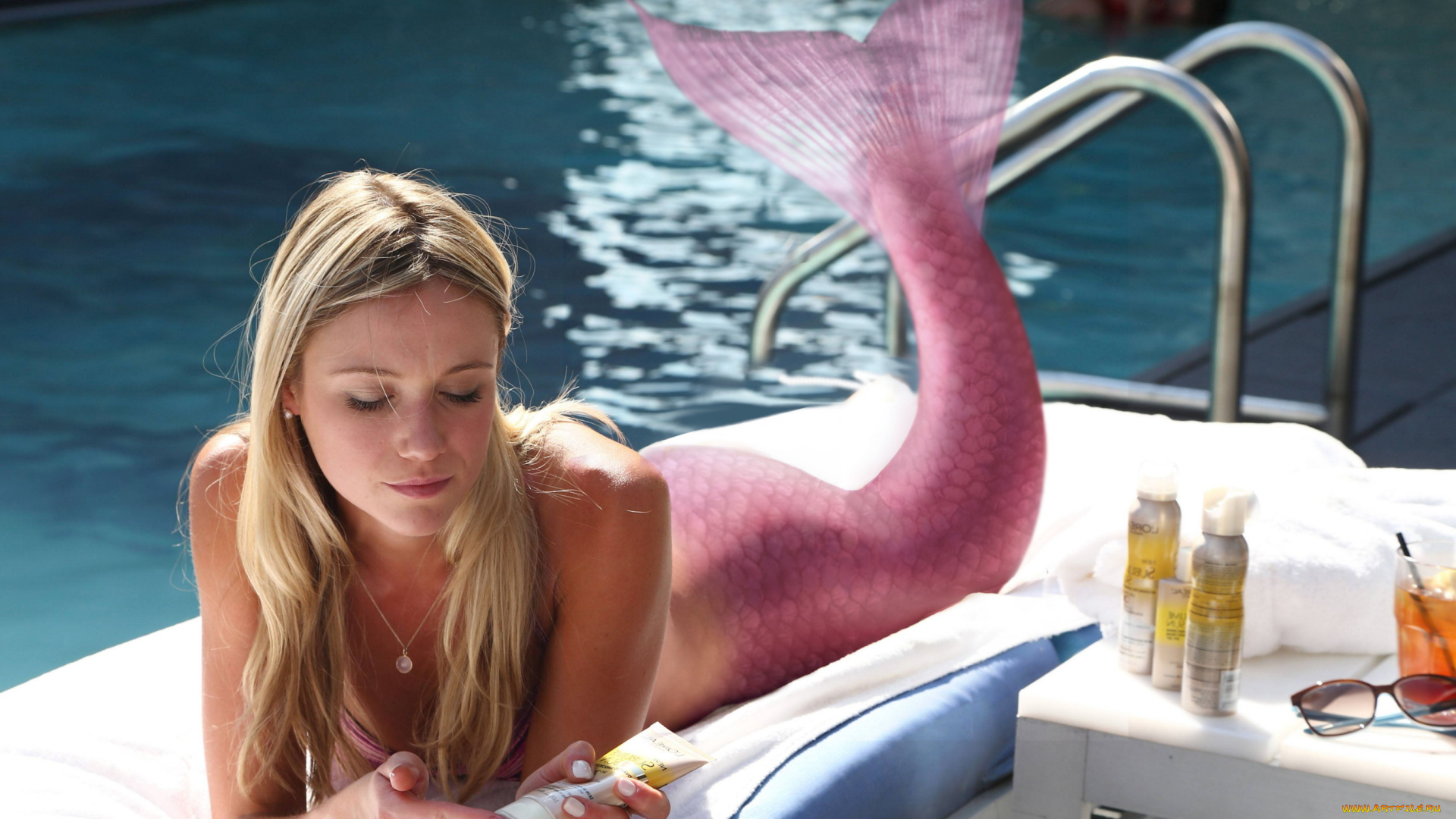 фэнтези, фотоарт, русалка, хвост, девушка, фон