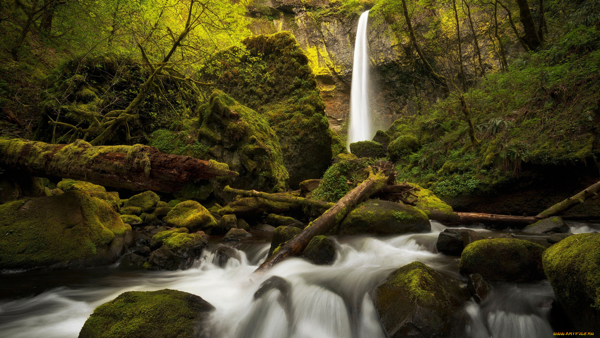 природа, водопады, река, камни, водопад