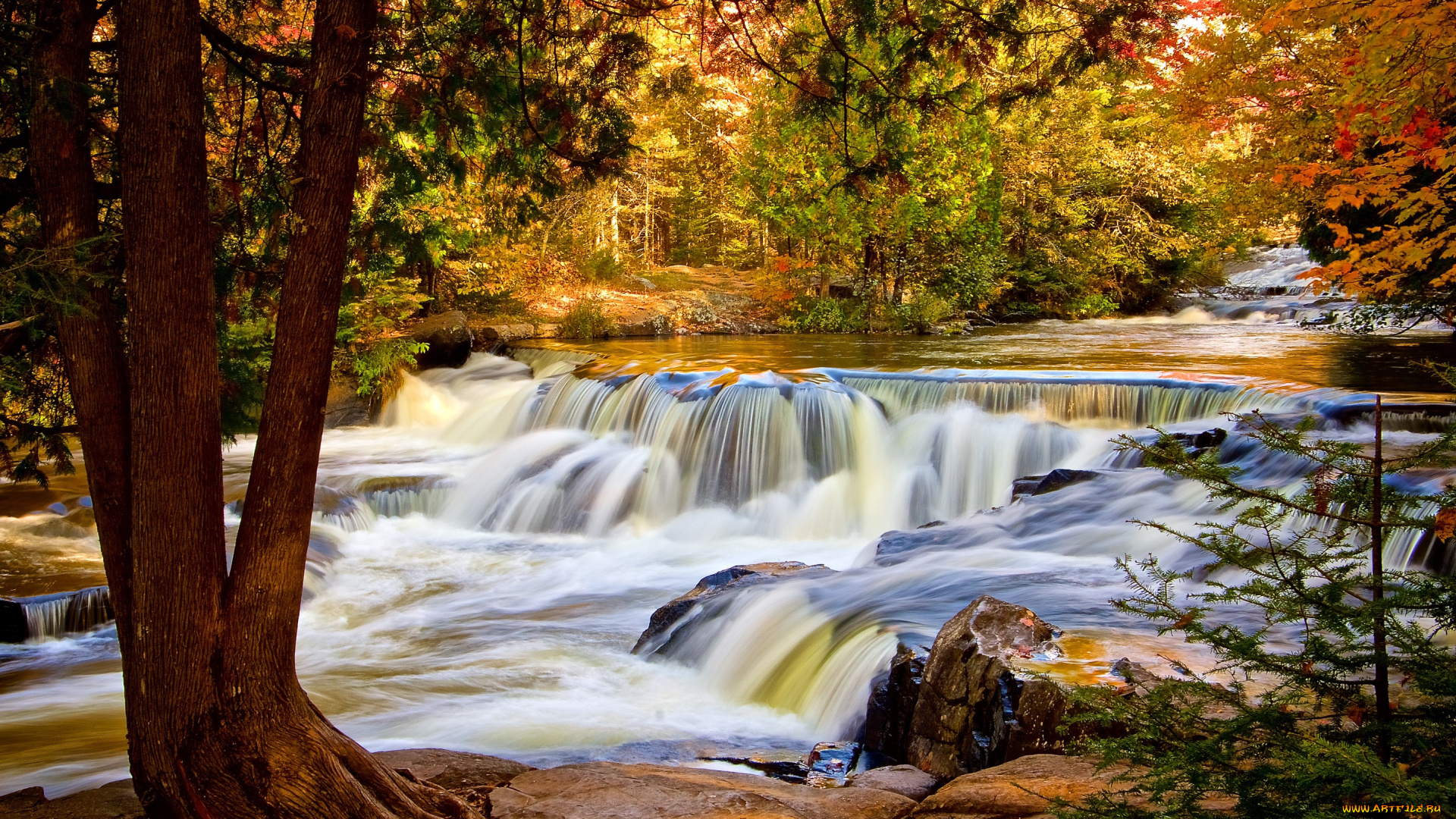 природа, водопады, водопад, река