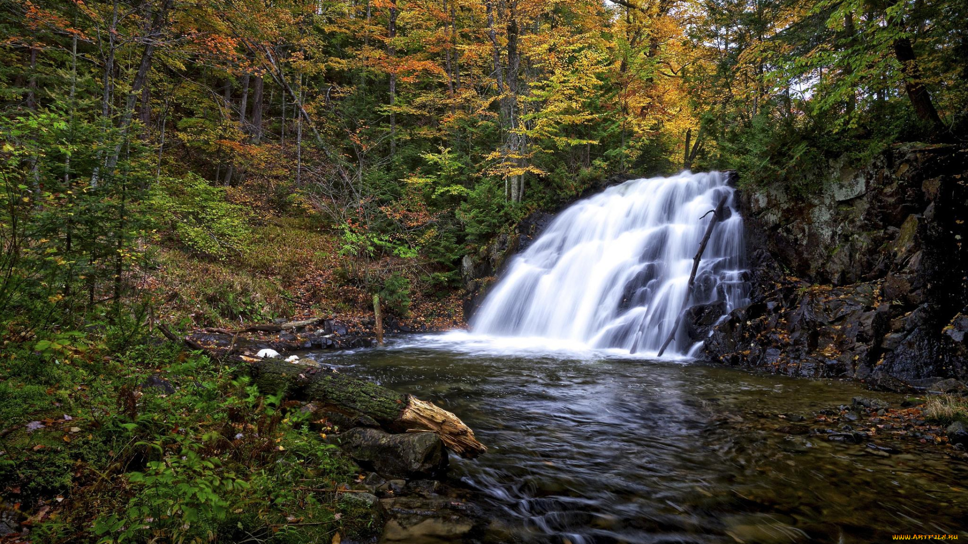 природа, водопады, водопад, скала, река