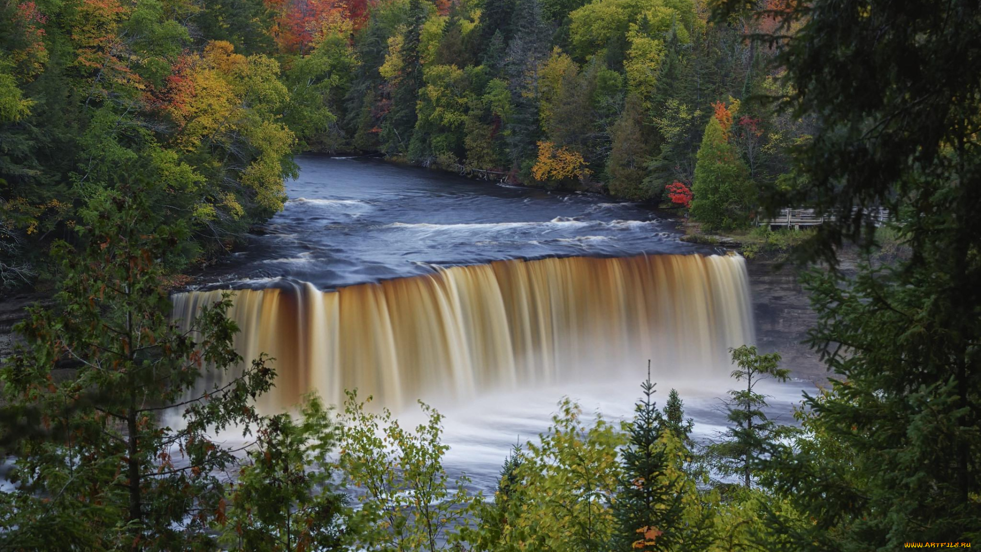 природа, водопады, водопад, скала, река