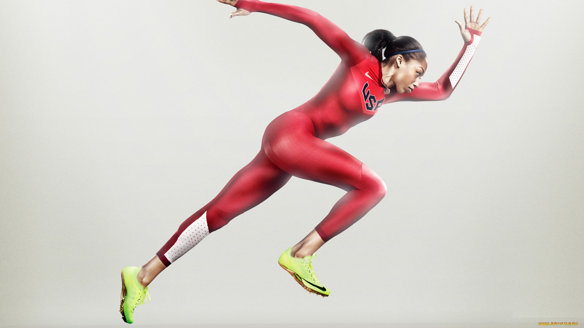 спорт, бег, девушка, взгляд, фон