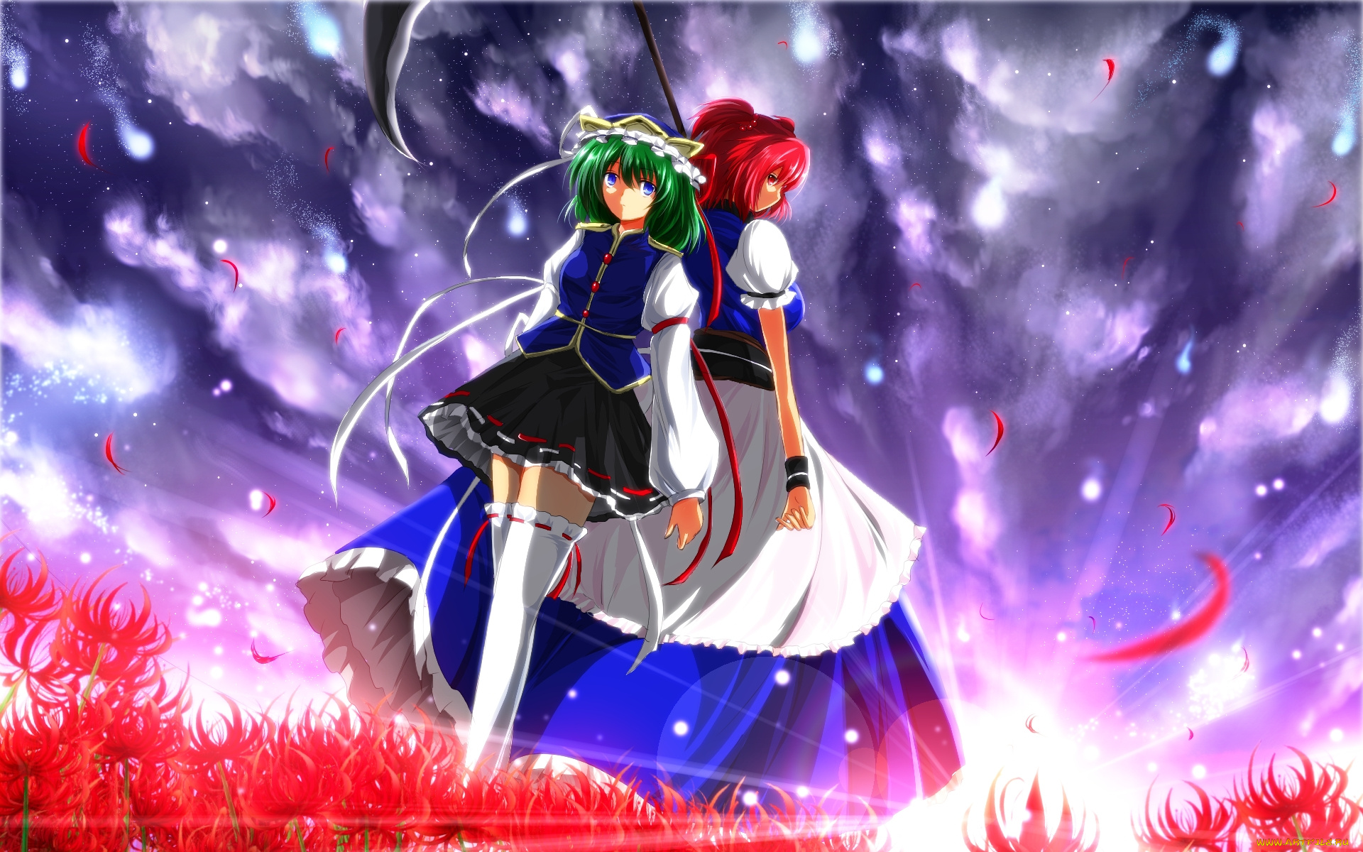 аниме, touhou, фон, девушки, взгляд