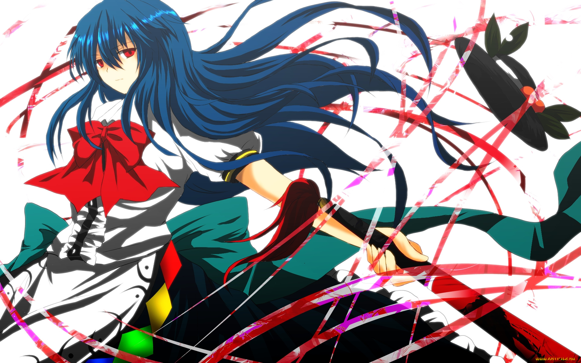 аниме, touhou, взгляд, девушка, фон