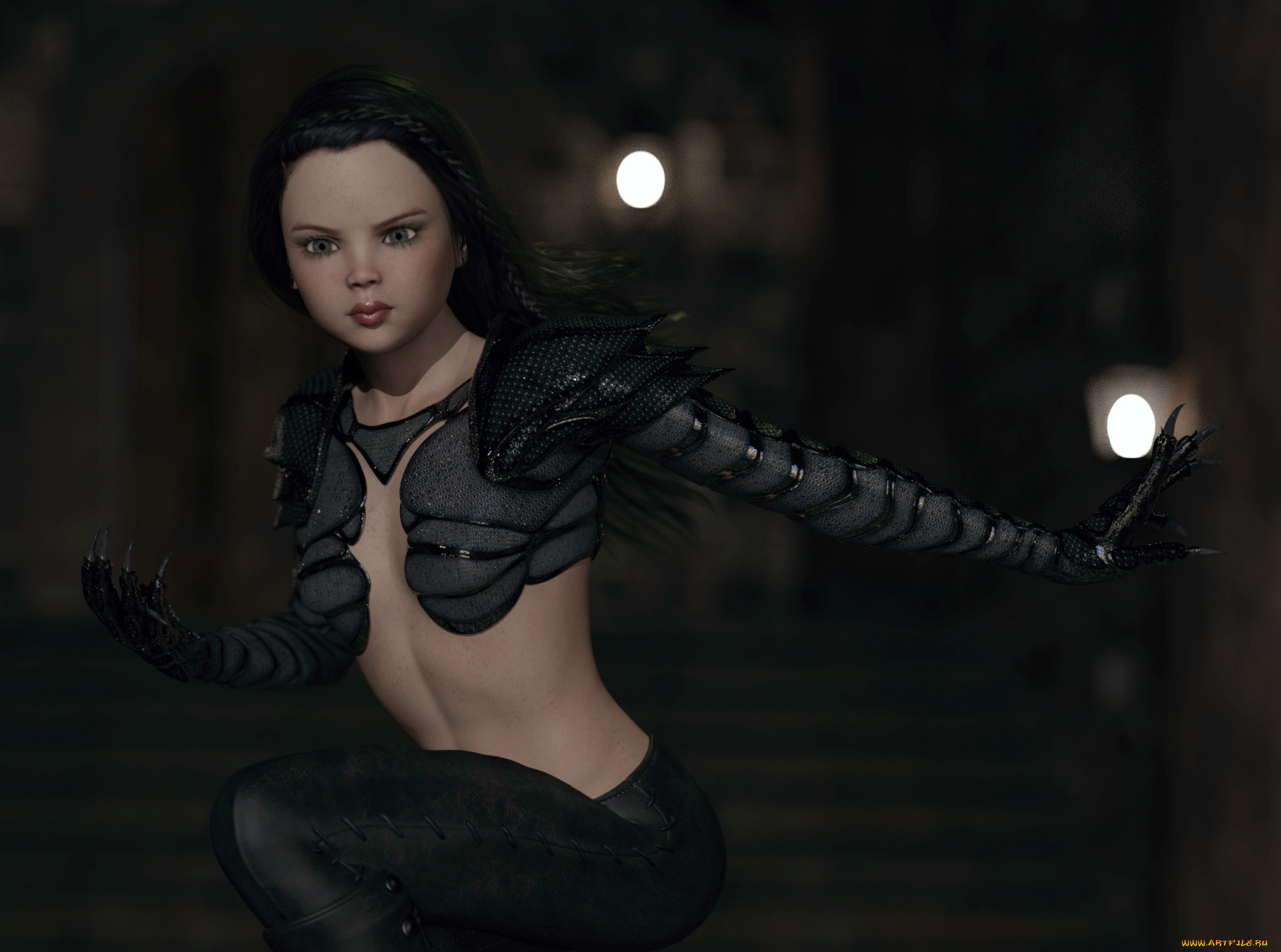 3д, графика, существа, , creatures, девушка, взгляд, фон