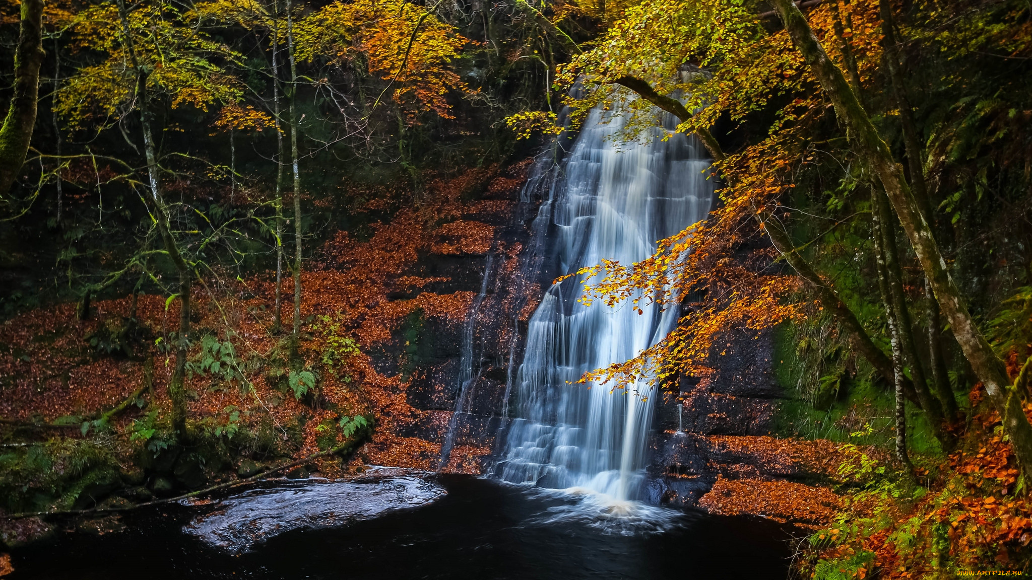 природа, водопады, скала, река, водопад