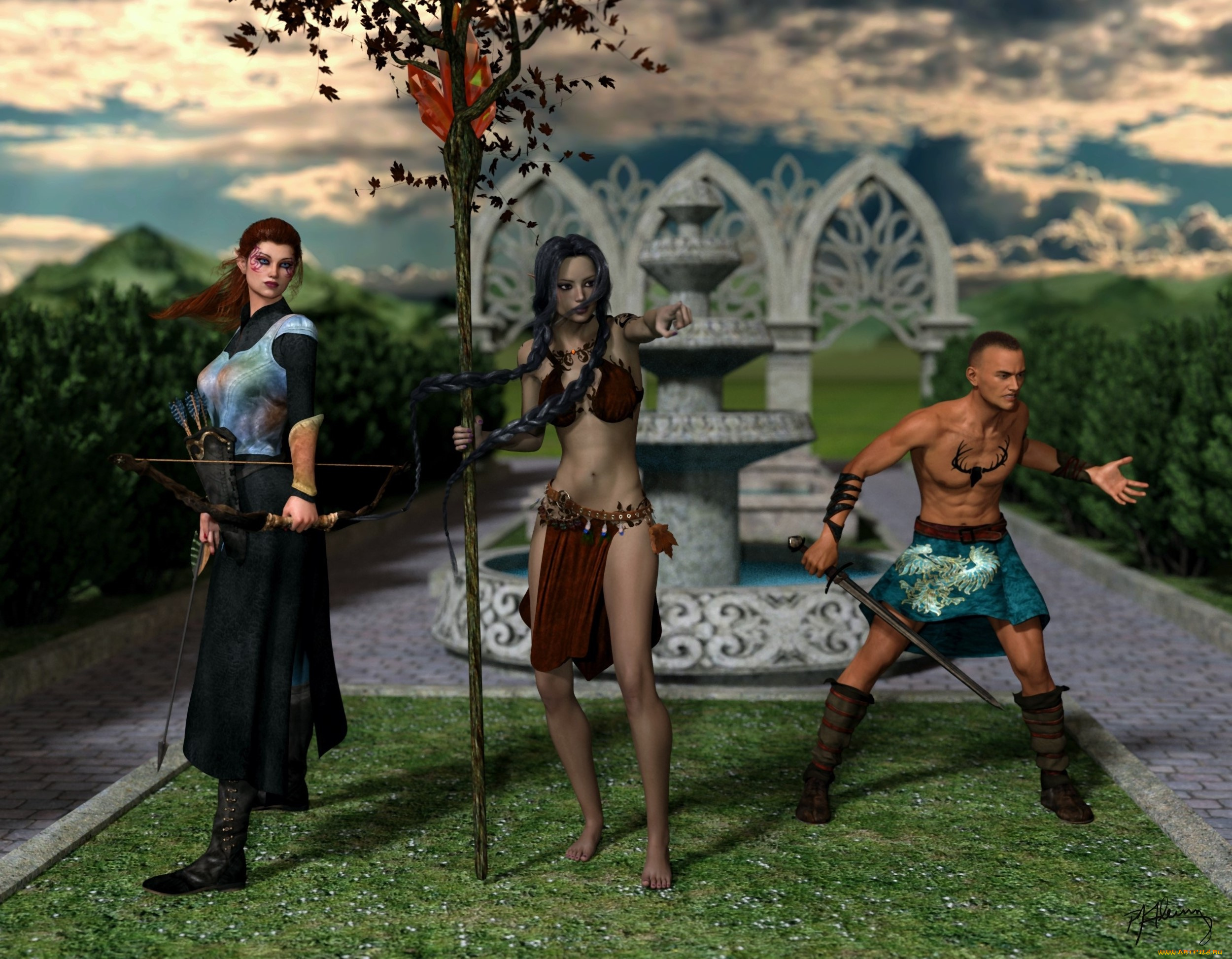 3д, графика, фантазия, , fantasy, фон, взгляд, девушки, мужчина