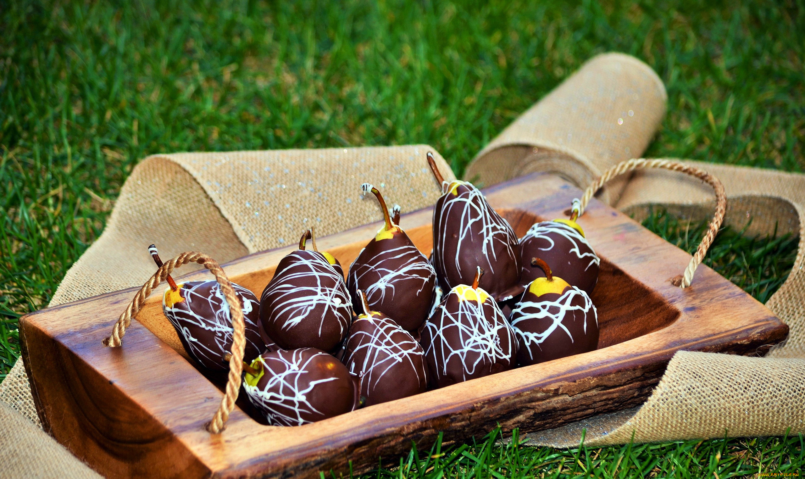 еда, груши, шоколадное, лакомство, фрукт